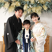 調布店　七五三　着物5歳　家族